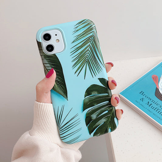 iPhone Green Blue Banana Palm Leaf Mobile Phone Case Cover